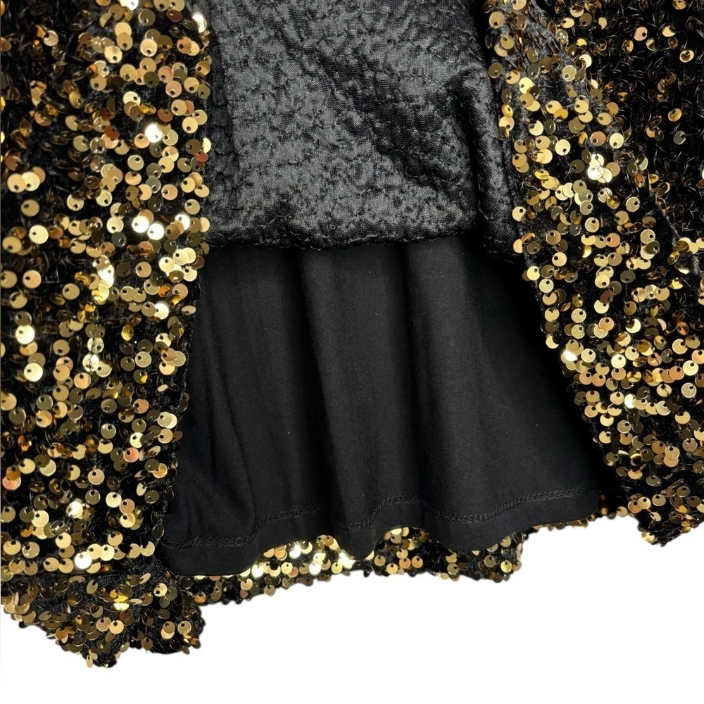 Alex Marie Party Lia Gold Sequins Embroidered Crew Neck Short Sleeve Blouse M - Picture 5 of 10